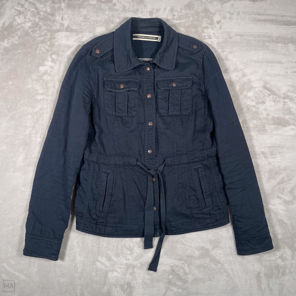 Daughters Of The Liberation Women's Jacket Snap Button Military Utility 8 Blue - Picture 1 of 8